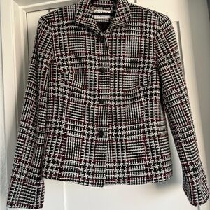 GIANNI VTG Wool Blend Coat Blazer Sz 8 Womens Plaid Long Sleeve Button Front